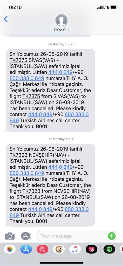 Vodafone iptal mesajları